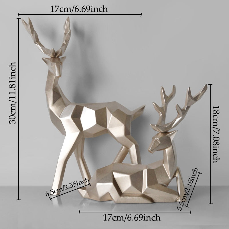 Nordic Creative Solid Geometry Home Decor Living Room Deer Ornaments Resin Craft Home Furnishing for Decoration Desktop Figurine