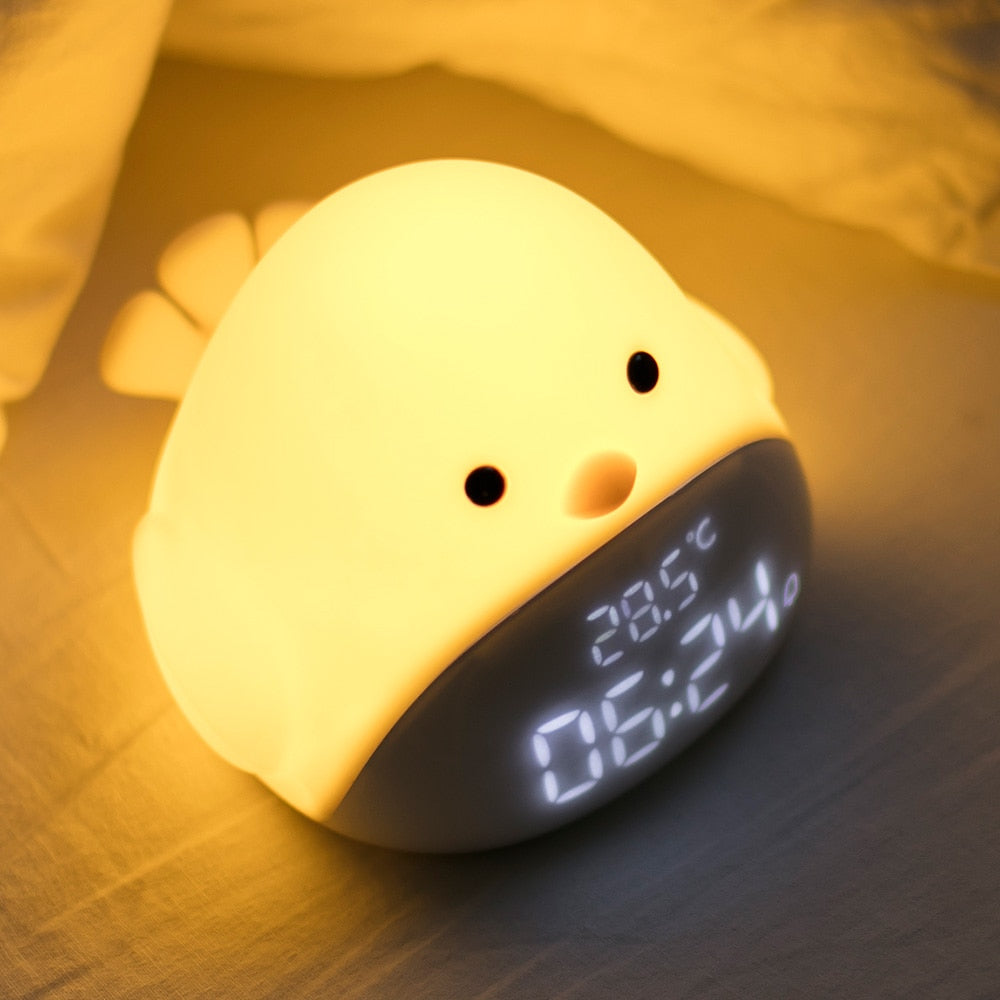 Cartoon Cute Time Bird Night Light Alarm Clock Silicone Touch USB LED Night Lamp For Children Baby Kids Gift Bedside Lamp