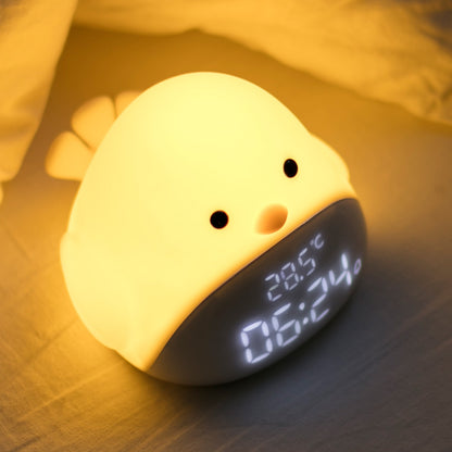 Cartoon Cute Time Bird Night Light Alarm Clock Silicone Touch USB LED Night Lamp For Children Baby Kids Gift Bedside Lamp