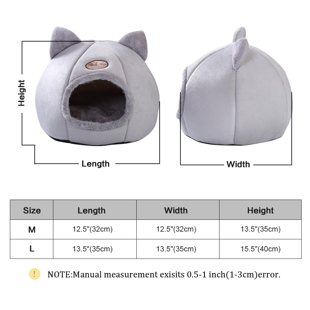 Removable Cat Bed Warm Pet Cat House Cave Winter Puppy Kitten Dog Cushion Mat Small Dogs Cats House Kennel Nest Indoor Cama Gato