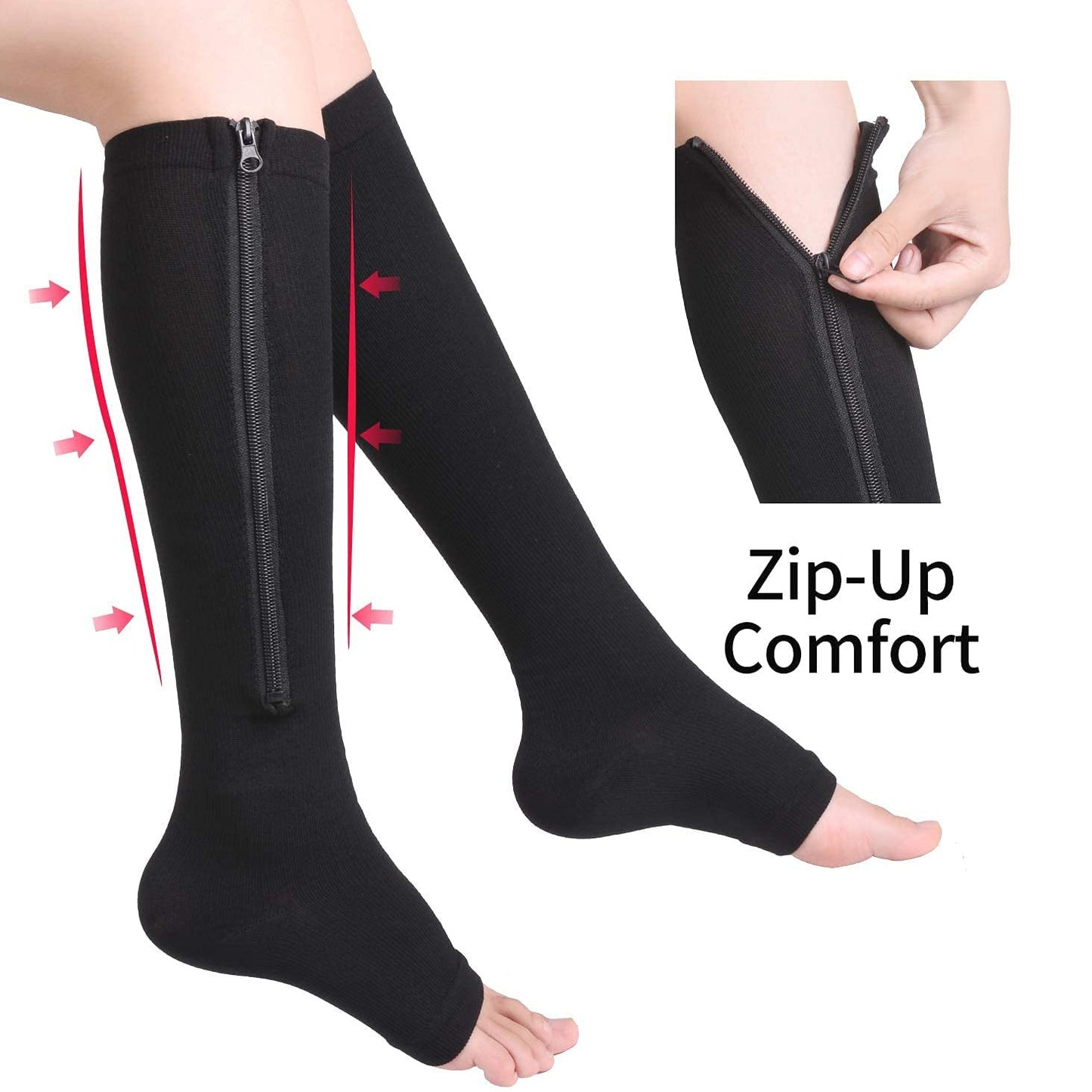 Brothock medical compression stockings sports pressure long cycling socks zipper professional Leg support thick women socks