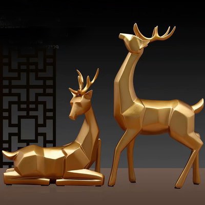 Nordic Creative Solid Geometry Home Decor Living Room Deer Ornaments Resin Craft Home Furnishing for Decoration Desktop Figurine