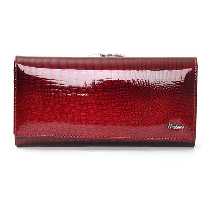 Long Women Genuine Leather Wallet Cow Leather Female Purse Luxury Brand Women&#39;s Leather Wallets Alligator Pattern Ladies Purses