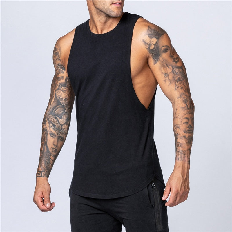 Workout Gym Mens Tank Top Vest Muscle Sleeveless Sportswear Shirt Stringer Fashion Clothing Bodybuilding Cotton Fitness Singlets