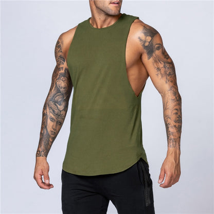 Workout Gym Mens Tank Top Vest Muscle Sleeveless Sportswear Shirt Stringer Fashion Clothing Bodybuilding Cotton Fitness Singlets