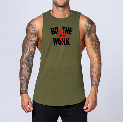 Workout Gym Mens Tank Top Vest Muscle Sleeveless Sportswear Shirt Stringer Fashion Clothing Bodybuilding Cotton Fitness Singlets