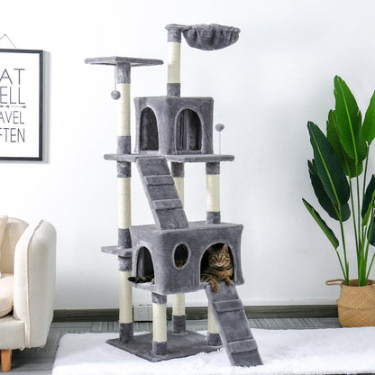 Fast Delivery Large Cat Tree Tower Condo cat scratcher Post Pet Kitty Play House with Hammock Perches Platform rascador gato