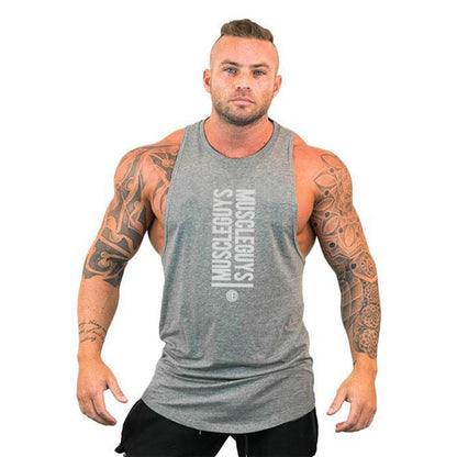 Men Bodybuilding Tank Tops Gym Workout Fitness Cotton Sleeveless Shirt Running Vest Stringer Singlet Male Summer Sports Clothes