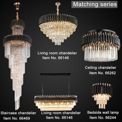 Luxury black ceiling chandelier for living room modern home decor led crystal lamp high quality bedroom cristal light fixture