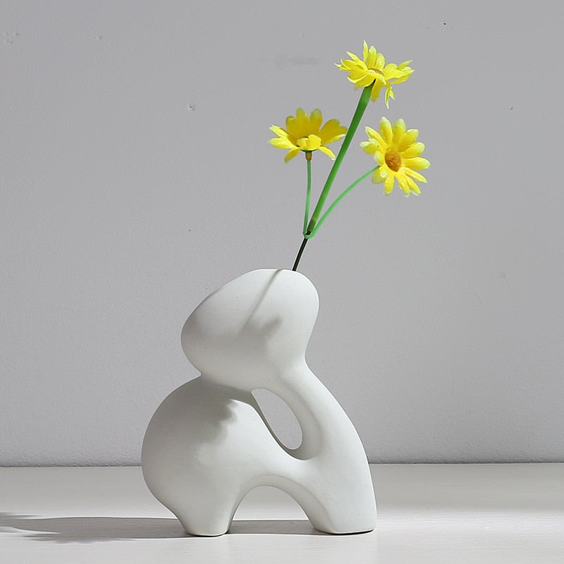 Nordic Ceramic Vase Figurines Interior Modern Plant Pot desktop Planter Living Room decor vases home Decoraiton Accessories