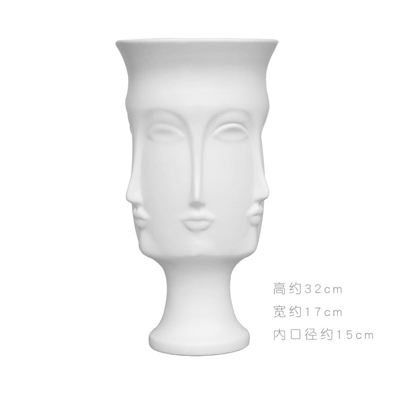 Creative Face Ceramic Vase Flowers, Artificial Flowers, Decorative White Vase  Nordic Decoration Home