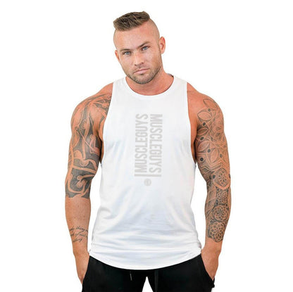 Men Bodybuilding Tank Tops Gym Workout Fitness Cotton Sleeveless Shirt Running Vest Stringer Singlet Male Summer Sports Clothes