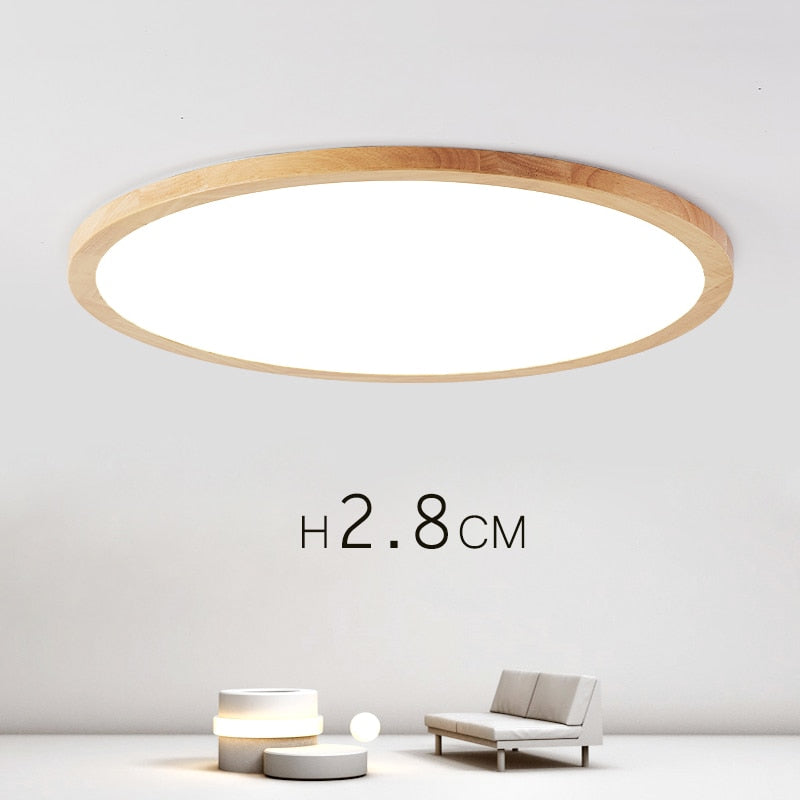 Led Wood Ceiling Lamp Modern Kitchen Bedroom Entrance Light Fixture Surface Mounted Bedroom Closet 2.8Cm Height Ceiling Lighting