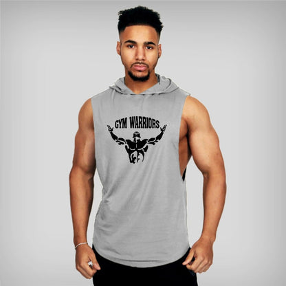 Brand Gym Clothing Mens Bodybuilding Hooded Tank Top Cotton Sleeveless Vest Fitness Sweatshirt Workout Sportswear Tops Male