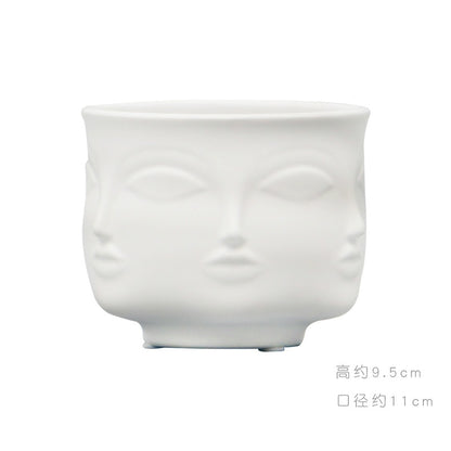 Creative Face Ceramic Vase Flowers, Artificial Flowers, Decorative White Vase  Nordic Decoration Home