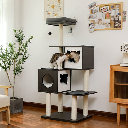 Fast Delivery Large Cat Tree Tower Condo cat scratcher Post Pet Kitty Play House with Hammock Perches Platform rascador gato