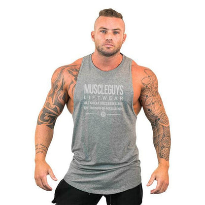 Men Bodybuilding Tank Tops Gym Workout Fitness Cotton Sleeveless Shirt Running Vest Stringer Singlet Male Summer Sports Clothes