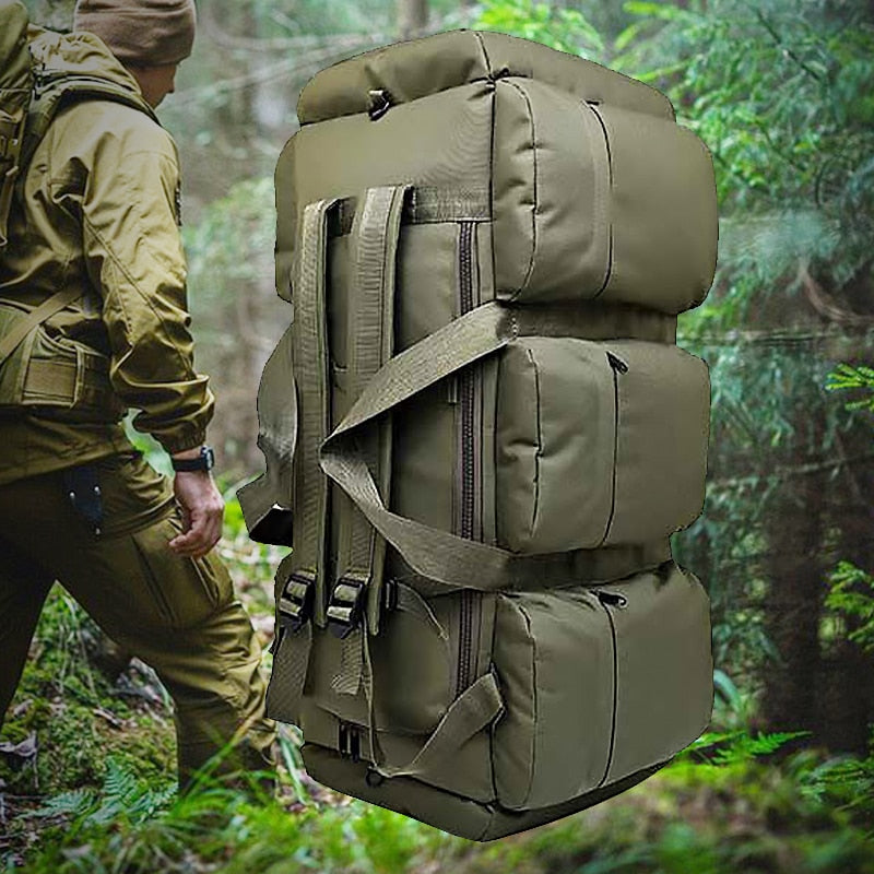 90L Large Capacity Men&#39;s Travel Bags Canvas Military Tactical Backpack Waterproof Hiking Climbing Camping Rucksack Bags XA216K