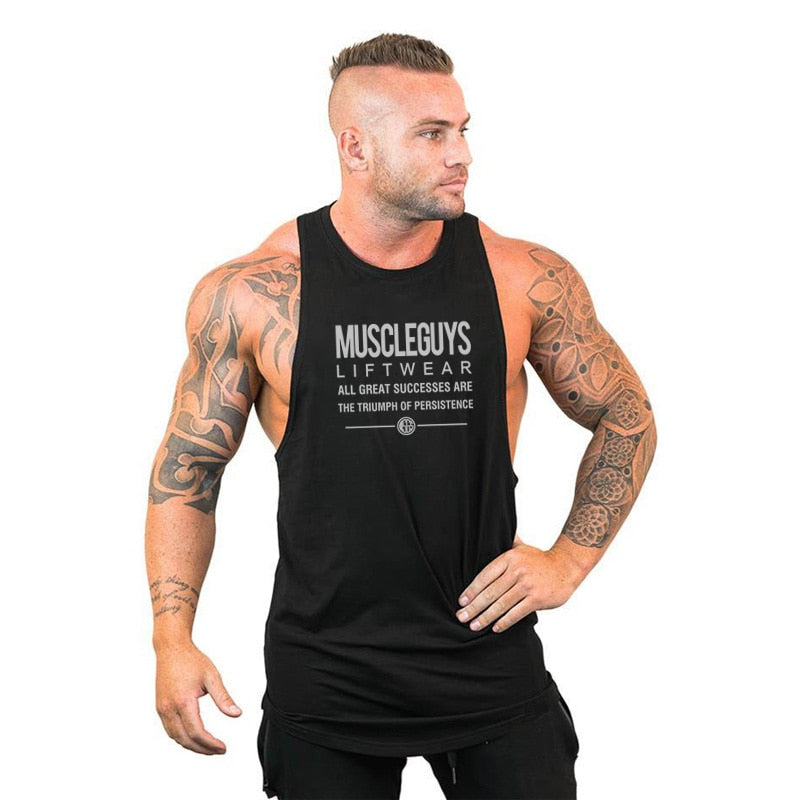 Men Bodybuilding Tank Tops Gym Workout Fitness Cotton Sleeveless Shirt Running Vest Stringer Singlet Male Summer Sports Clothes