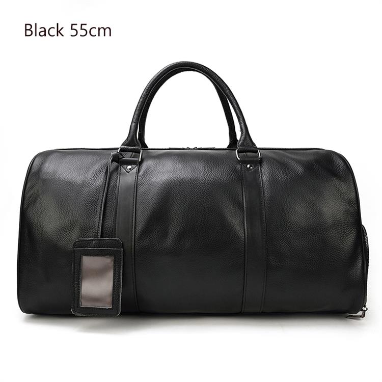 Natural Cowskin Travel Bags Waterproof Men&#39;s Leather Overnight Bag Handbag For Plane Luggage Men Male Weekend Bag Business 55cm