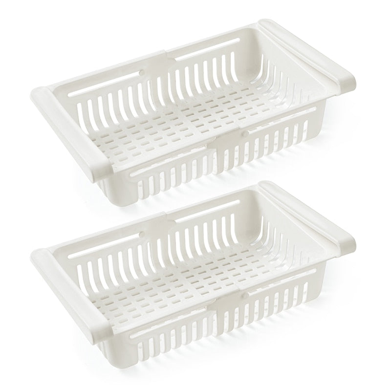 2Pcs Refrigerator Organizer Drawer Kitchen Fruit Vegetable Firdget Organizer Drawer Plastic Fridge Storage Baskets Organizador