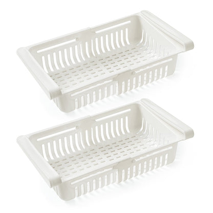 2Pcs Refrigerator Organizer Drawer Kitchen Fruit Vegetable Firdget Organizer Drawer Plastic Fridge Storage Baskets Organizador