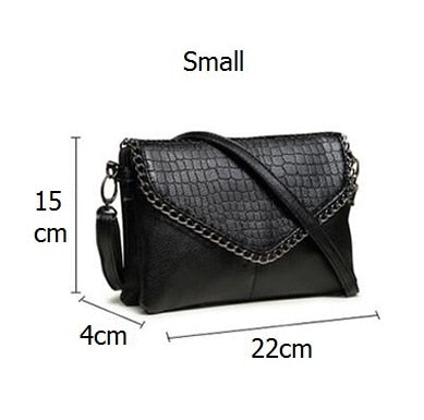 NIGEDU Casual Crossbody Bag Female Messenger Bags black PU Leather Women&#39;s Shoulder Bags Chain women Envelope clutch purses