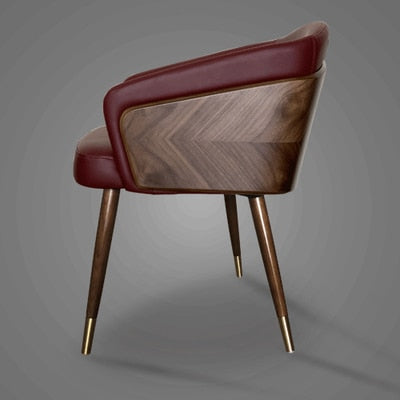 Nordic style solid wood metal leg armchair modern luxury fabric (leather) Bar Cafe family dining chair