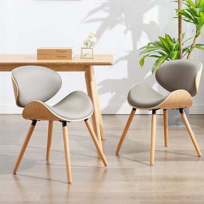 European modern simple luxury chair back, beetle shape small family, space saving practical solid wood leather dining chair