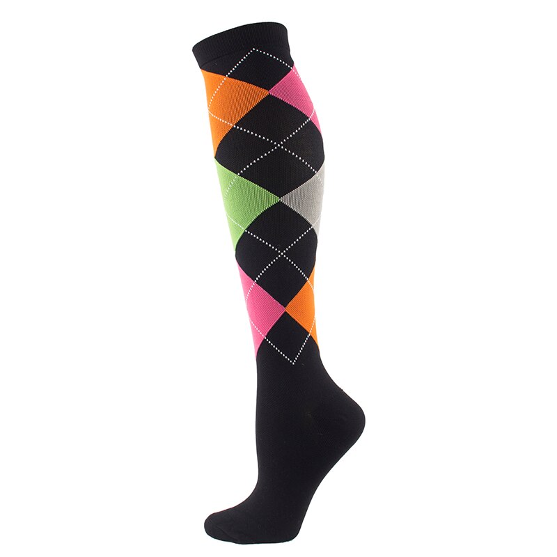 2020 New Woman/Men Compression Stockings Geometric Square Shaped Elastic Compression Under the Knee Socks Outdoor Sports Sock