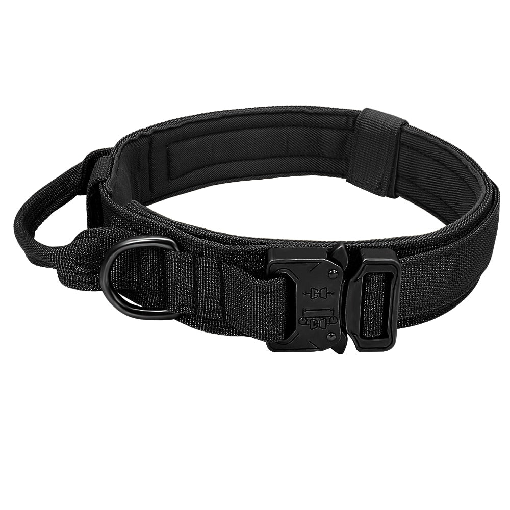 Military Tactical Dog Collar Durable Nylon Pet Training Collars Necklace With Handle Strong For Large Dogs French Bulldog