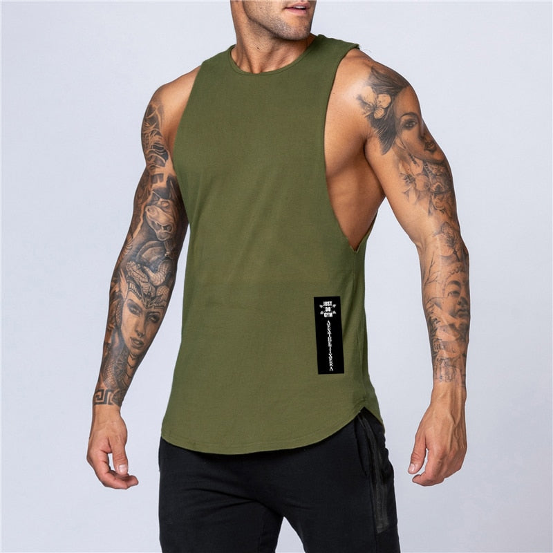 Workout Gym Mens Tank Top Vest Muscle Sleeveless Sportswear Shirt Stringer Fashion Clothing Bodybuilding Cotton Fitness Singlets