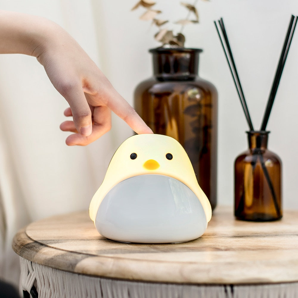 Cartoon Cute Time Bird Night Light Alarm Clock Silicone Touch USB LED Night Lamp For Children Baby Kids Gift Bedside Lamp