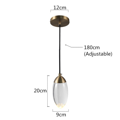 Modern Crystal ball LED Pendant lights Nordic Copper lighting bedroom bedside single head lights bar corridor small Hanging lamp