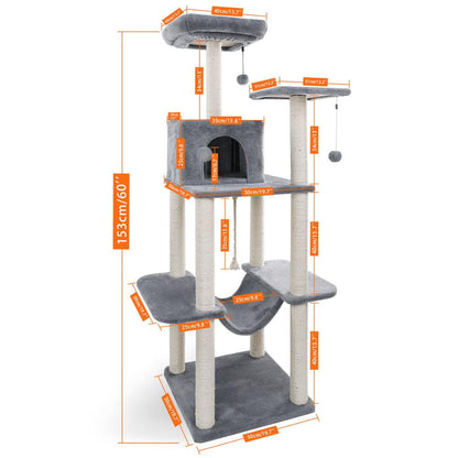 Fast Delivery Large Cat Tree Tower Condo cat scratcher Post Pet Kitty Play House with Hammock Perches Platform rascador gato