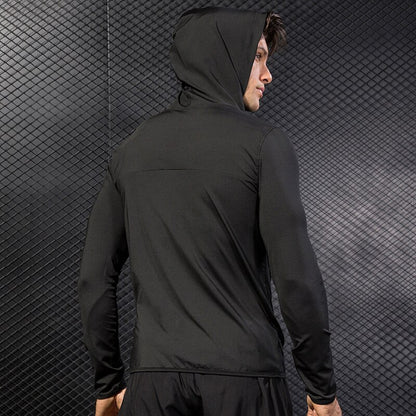 Men Zipper Hooded Running Jacket Winter Autumn Sports Long Sleeve Shirt Windproof Warm Coat Training Tracksuit Custom Logo