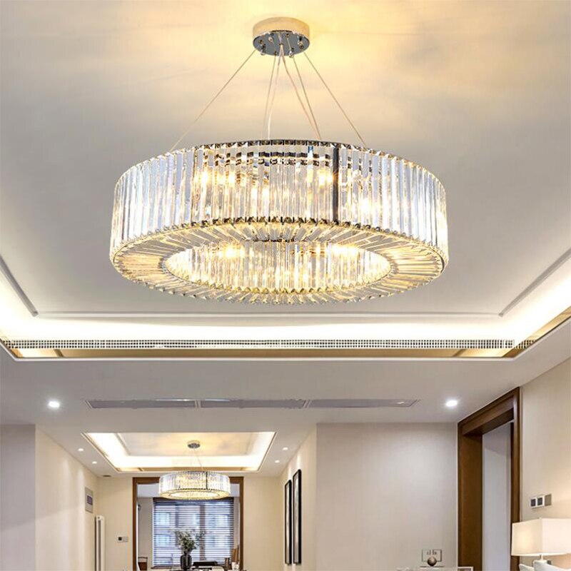 Manggic Luxury Modern Chandelier Lighting Round Crystal Chandeliers Light Crystal Fixtures Living Room Dining Room