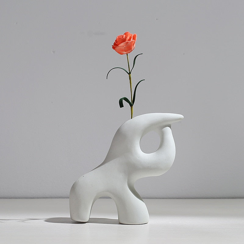 Nordic Ceramic Vase Figurines Interior Modern Plant Pot desktop Planter Living Room decor vases home Decoraiton Accessories