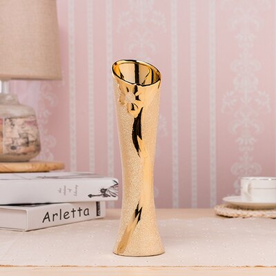 Luxury Europe Gold-plated Ceramic Vase Home Decor Creative Design Porcelain Decorative Flower Vase For Wedding Decoration