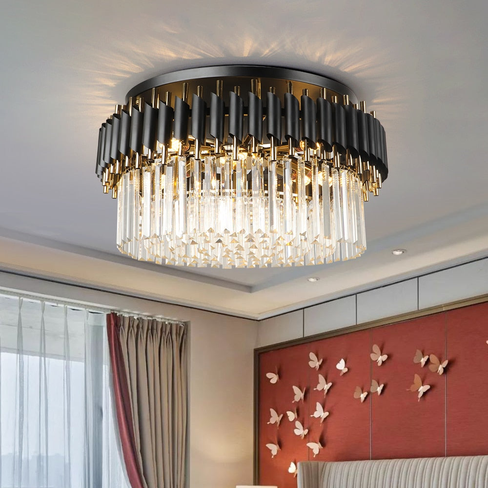 Luxury black ceiling chandelier for living room modern home decor led crystal lamp high quality bedroom cristal light fixture