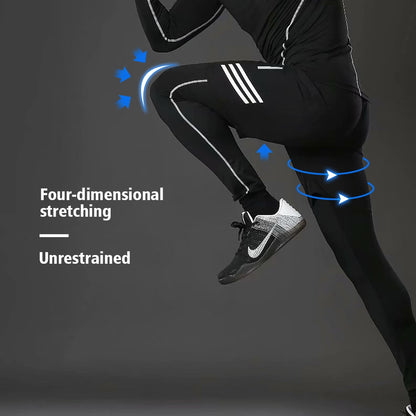 3pcs / Set Workout Male Sport Suit Gym Compression Clothes Fitness Running Jogging Sport Wear Exercise Workout Tights