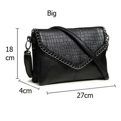 NIGEDU Casual Crossbody Bag Female Messenger Bags black PU Leather Women&#39;s Shoulder Bags Chain women Envelope clutch purses