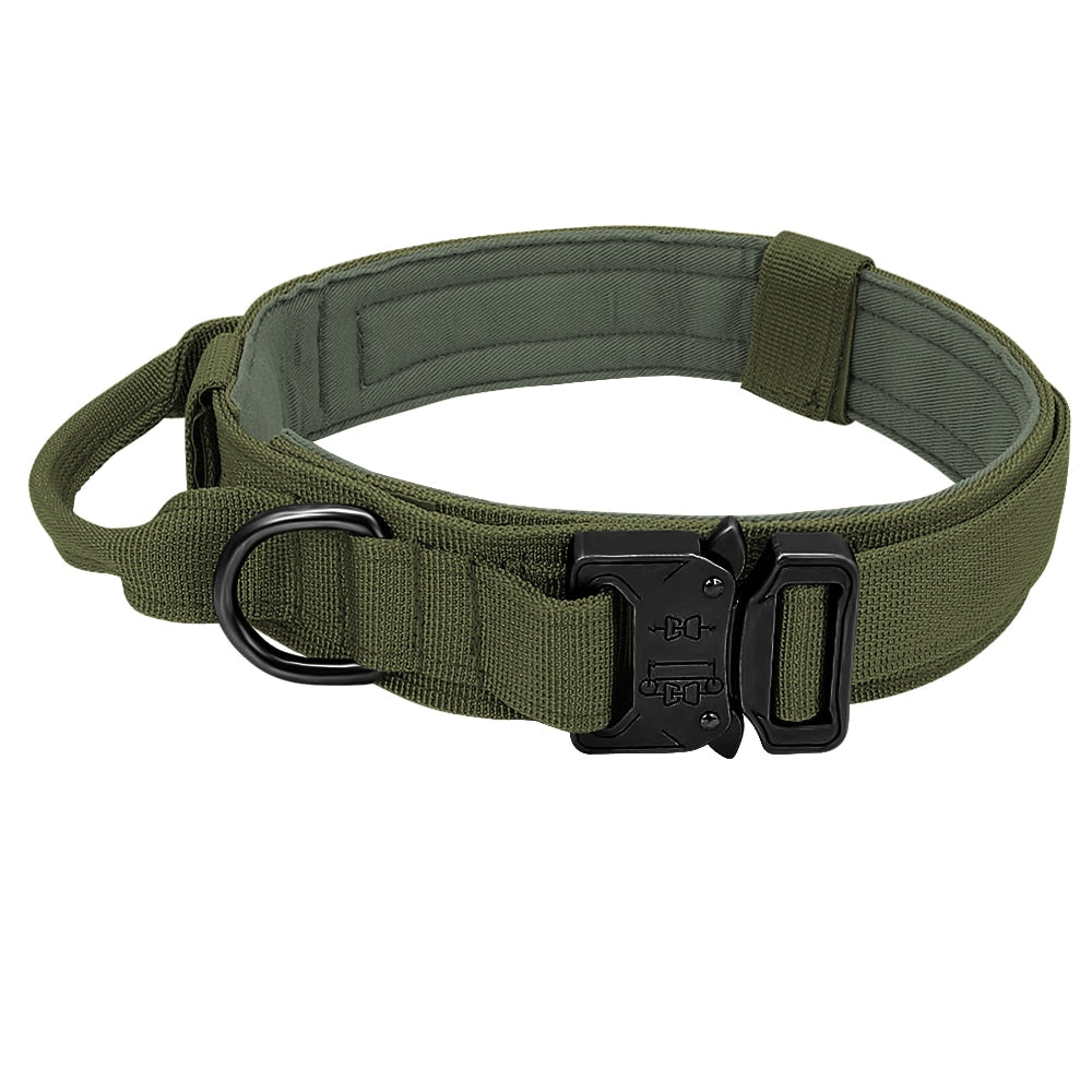 Military Tactical Dog Collar Durable Nylon Pet Training Collars Necklace With Handle Strong For Large Dogs French Bulldog