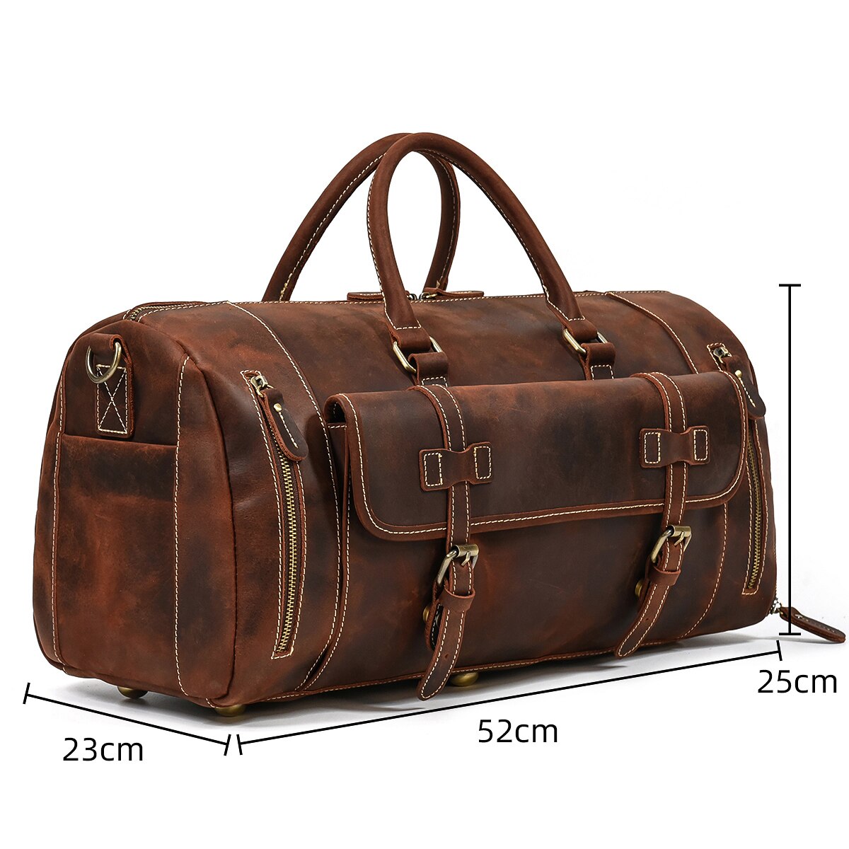 Vintage Fashion Handbags For Men Genuine Leather Travel Duffles Travelling Shoulder Bag Cowskin Hand Luggage Bags Large Duffle