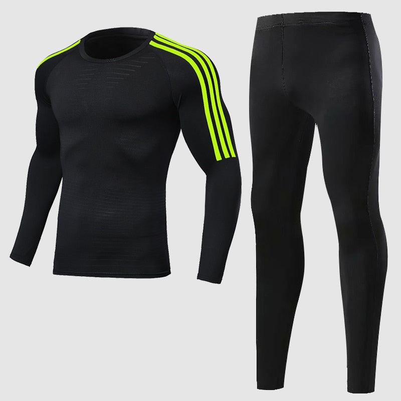 3pcs / Set Workout Male Sport Suit Gym Compression Clothes Fitness Running Jogging Sport Wear Exercise Workout Tights