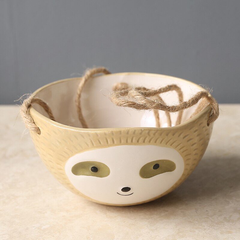 HOT Sloth Flower Pot Animal Plant Pot Hanging Planter Ceramic Pots for Plants Home Garden Hang Plant Scindapsus Chlorophytum Pot