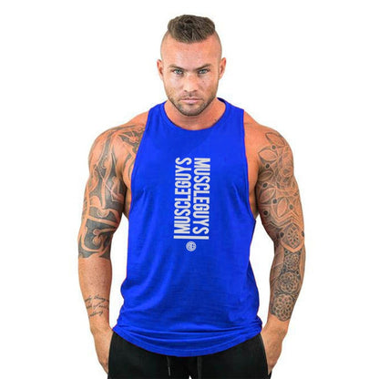 Men Bodybuilding Tank Tops Gym Workout Fitness Cotton Sleeveless Shirt Running Vest Stringer Singlet Male Summer Sports Clothes