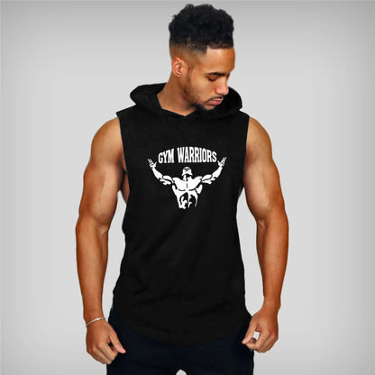 Brand Gym Clothing Mens Bodybuilding Hooded Tank Top Cotton Sleeveless Vest Fitness Sweatshirt Workout Sportswear Tops Male