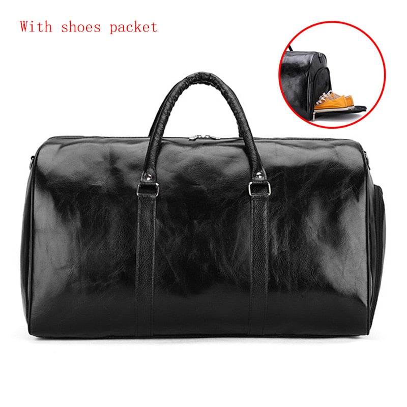 High Capacity Travel Bag Luggage Unisex Leisure Fitness Weekend Bag Business Suitcase Soft Leather Travel Duffels Shoulder Bags