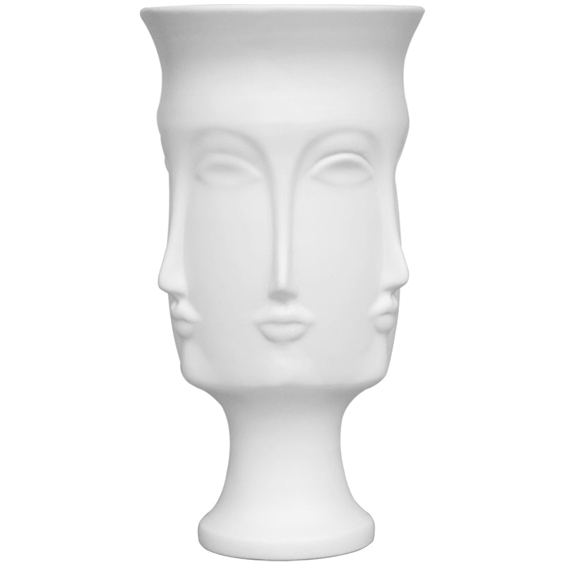 Creative Face Ceramic Vase Flowers, Artificial Flowers, Decorative White Vase  Nordic Decoration Home